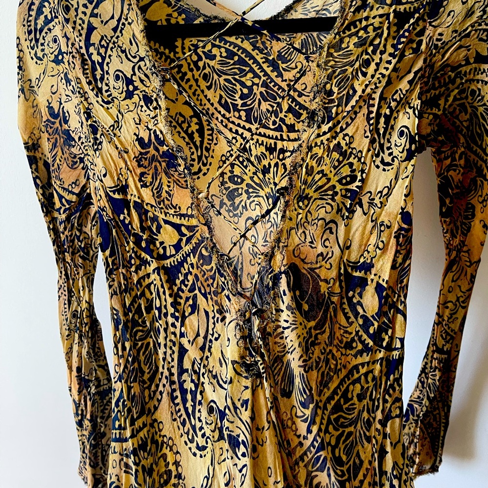 Long print dress sheer navy blue Zara Women’s